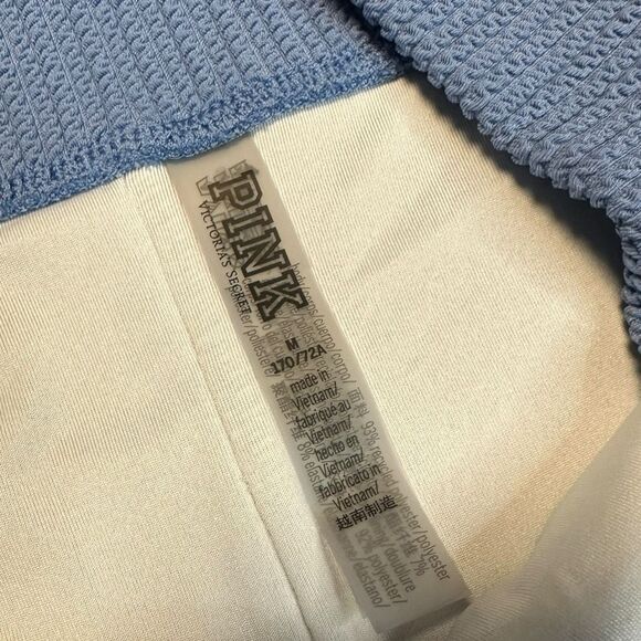 PINK VICTORIA’S SECRET Women’s Blue Crinkle High-Waist Shortie Bikini Bottom Siz - Picture 6 of 10